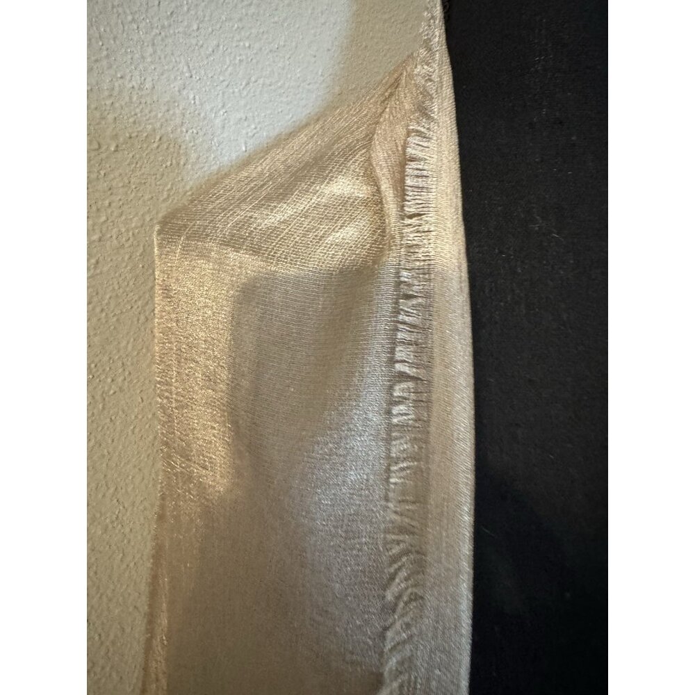 NORDSTROM Sheer Silk Blend Wrap Scarf  Gold Fringe Hem 80” X 28” $79 - Picture 8 of 9